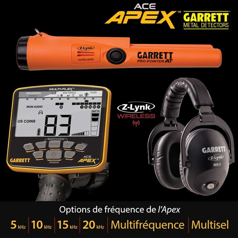 Garrett ACE APEX casque sans fil MS-3 + Pro ponter AT