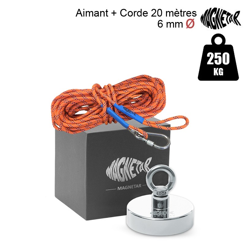Pack aimant 250kg + corde 6mm
